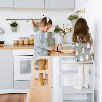 STEP UP reguliuojamo aukščio pagalbinis bokštelis su atraminėmis kojelėmis – pilkas